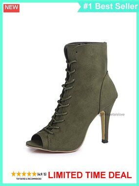 Women Platform Open Toe Lace Up High Heel Ankle Boots Booties Pump Shoes